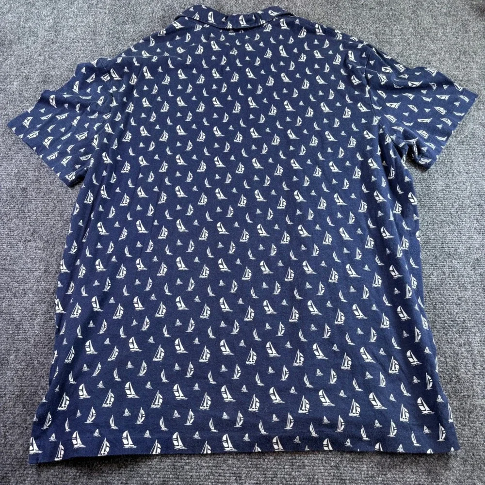 Polo Ralph Lauren Polo Shirt Mens XL Navy Blue Sailboat AOP Cotton Nautical